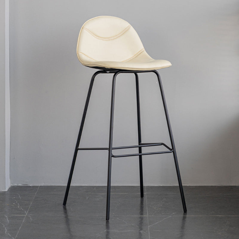 Scandinavian Style Metal Barstool Faux Leather Counter Stool with 4 Legs Off-White 1 Piece Clearhalo 'Bar Furniture' 'Bar Stools' 'bar_stools' 'furn' 'furn_bar_stools' 'Furniture' 'Kitchen & Dining Furniture' 5847375