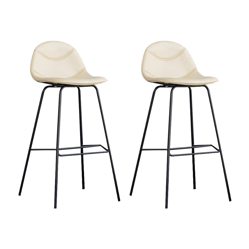 Scandinavian Style Metal Barstool Faux Leather Counter Stool with 4 Legs Off-White 2 Piece Set Clearhalo 'Bar Furniture' 'Bar Stools' 'bar_stools' 'furn' 'furn_bar_stools' 'Furniture' 'Kitchen & Dining Furniture' 5847376