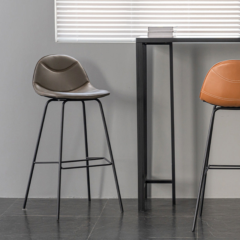 Scandinavian Style Metal Barstool Faux Leather Counter Stool with 4 Legs Clearhalo 'Bar Furniture' 'Bar Stools' 'bar_stools' 'furn' 'furn_bar_stools' 'Furniture' 'Kitchen & Dining Furniture' 5847378