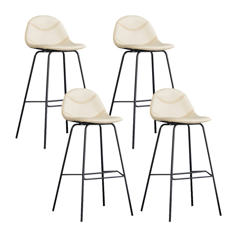 Scandinavian Style Metal Barstool Faux Leather Counter Stool with 4 Legs Off-White 4 Piece Set Clearhalo 'Bar Furniture' 'Bar Stools' 'bar_stools' 'furn' 'furn_bar_stools' 'Furniture' 'Kitchen & Dining Furniture' 5847379
