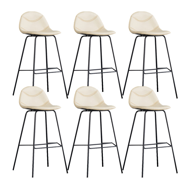 Scandinavian Style Metal Barstool Faux Leather Counter Stool with 4 Legs Off-White 6 Piece Set Clearhalo 'Bar Furniture' 'Bar Stools' 'bar_stools' 'furn' 'furn_bar_stools' 'Furniture' 'Kitchen & Dining Furniture' 5847380