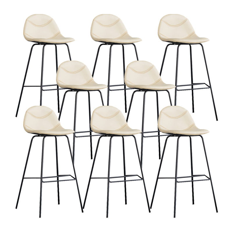 Scandinavian Style Metal Barstool Faux Leather Counter Stool with 4 Legs Off-White 8 Piece Set Clearhalo 'Bar Furniture' 'Bar Stools' 'bar_stools' 'furn' 'furn_bar_stools' 'Furniture' 'Kitchen & Dining Furniture' 5847383