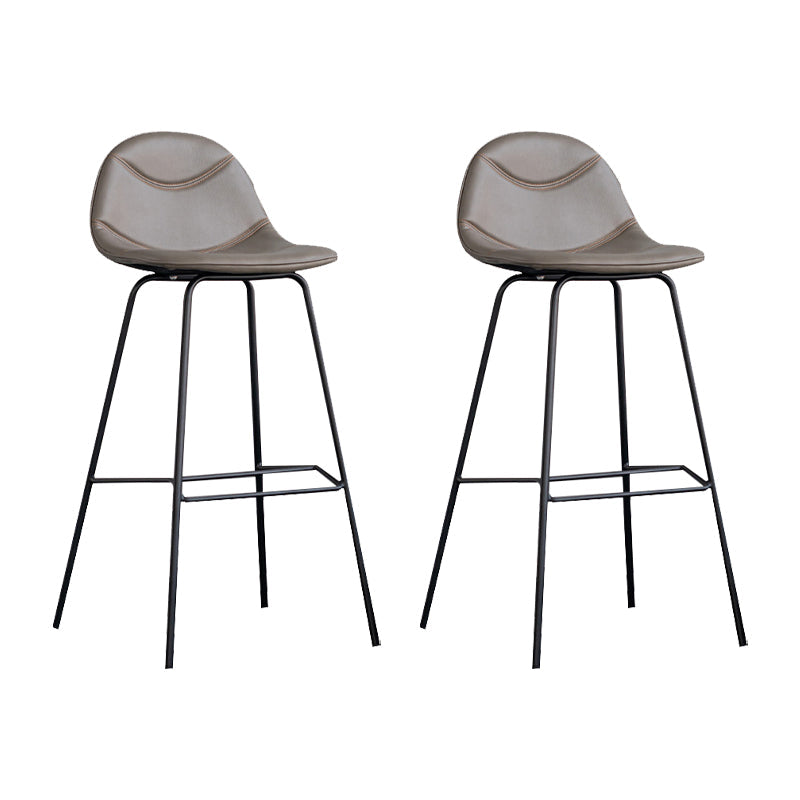 Scandinavian Style Metal Barstool Faux Leather Counter Stool with 4 Legs Taupe 2 Piece Set Clearhalo 'Bar Furniture' 'Bar Stools' 'bar_stools' 'furn' 'furn_bar_stools' 'Furniture' 'Kitchen & Dining Furniture' 5847387