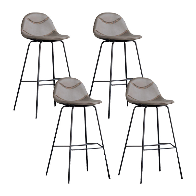 Scandinavian Style Metal Barstool Faux Leather Counter Stool with 4 Legs Taupe 4 Piece Set Clearhalo 'Bar Furniture' 'Bar Stools' 'bar_stools' 'furn' 'furn_bar_stools' 'Furniture' 'Kitchen & Dining Furniture' 5847389