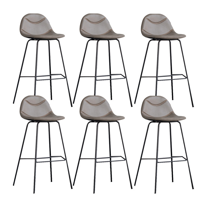 Scandinavian Style Metal Barstool Faux Leather Counter Stool with 4 Legs Taupe 6 Piece Set Clearhalo 'Bar Furniture' 'Bar Stools' 'bar_stools' 'furn' 'furn_bar_stools' 'Furniture' 'Kitchen & Dining Furniture' 5847390