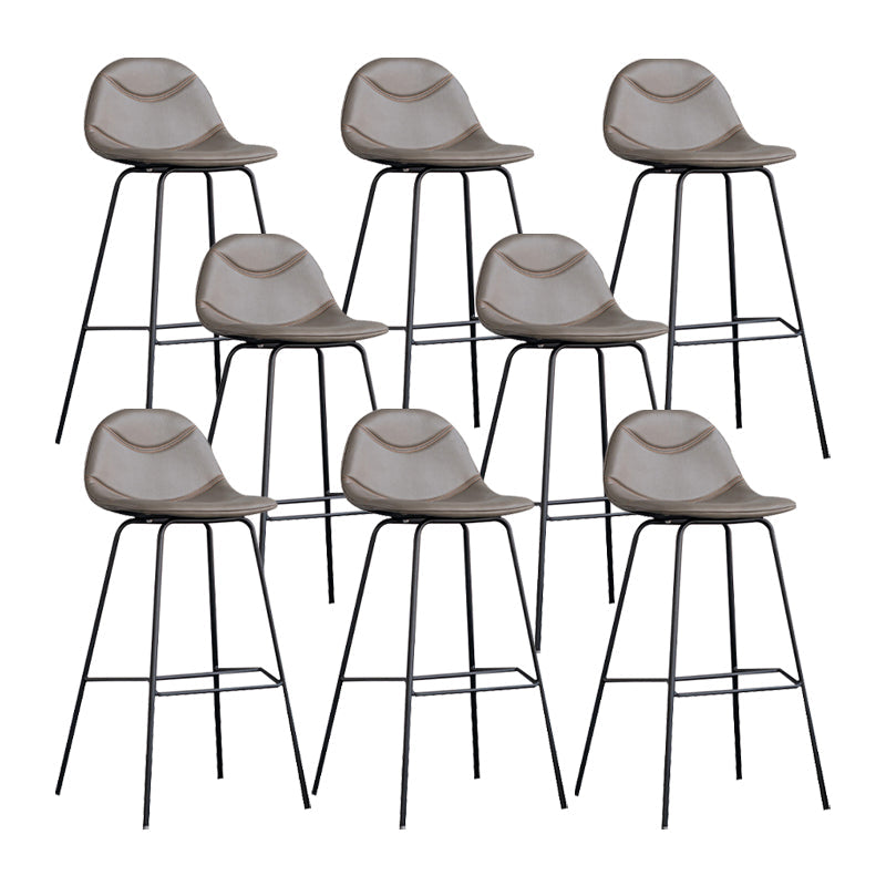 Scandinavian Style Metal Barstool Faux Leather Counter Stool with 4 Legs Taupe 8 Piece Set Clearhalo 'Bar Furniture' 'Bar Stools' 'bar_stools' 'furn' 'furn_bar_stools' 'Furniture' 'Kitchen & Dining Furniture' 5847393