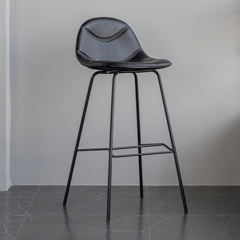 Scandinavian Style Metal Barstool Faux Leather Counter Stool with 4 Legs Black 1 Piece Clearhalo 'Bar Furniture' 'Bar Stools' 'bar_stools' 'furn' 'furn_bar_stools' 'Furniture' 'Kitchen & Dining Furniture' 5847395