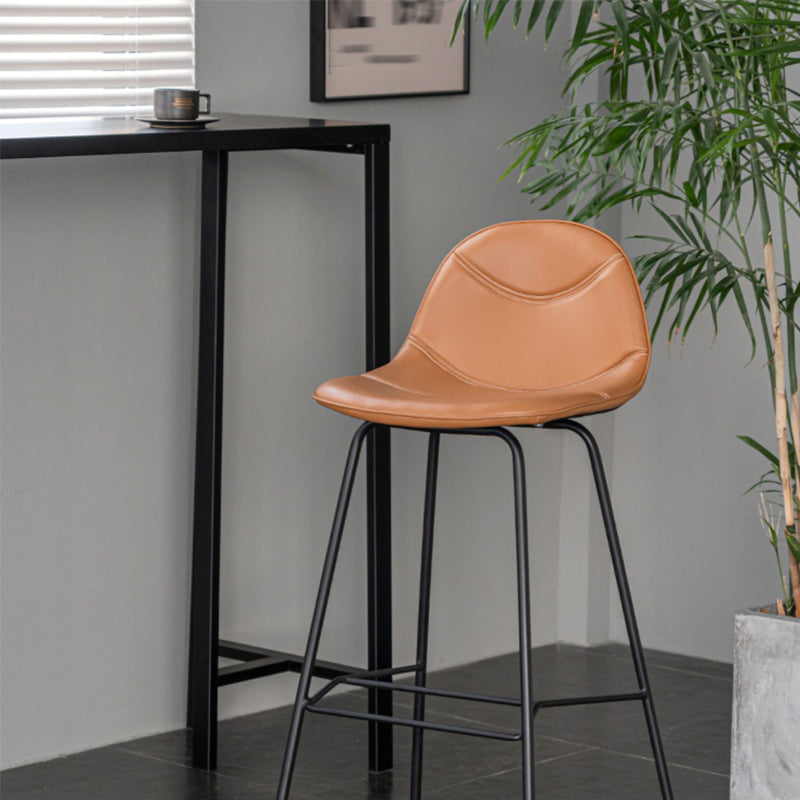 Scandinavian Style Metal Barstool Faux Leather Counter Stool with 4 Legs Clearhalo 'Bar Furniture' 'Bar Stools' 'bar_stools' 'furn' 'furn_bar_stools' 'Furniture' 'Kitchen & Dining Furniture' 5847396