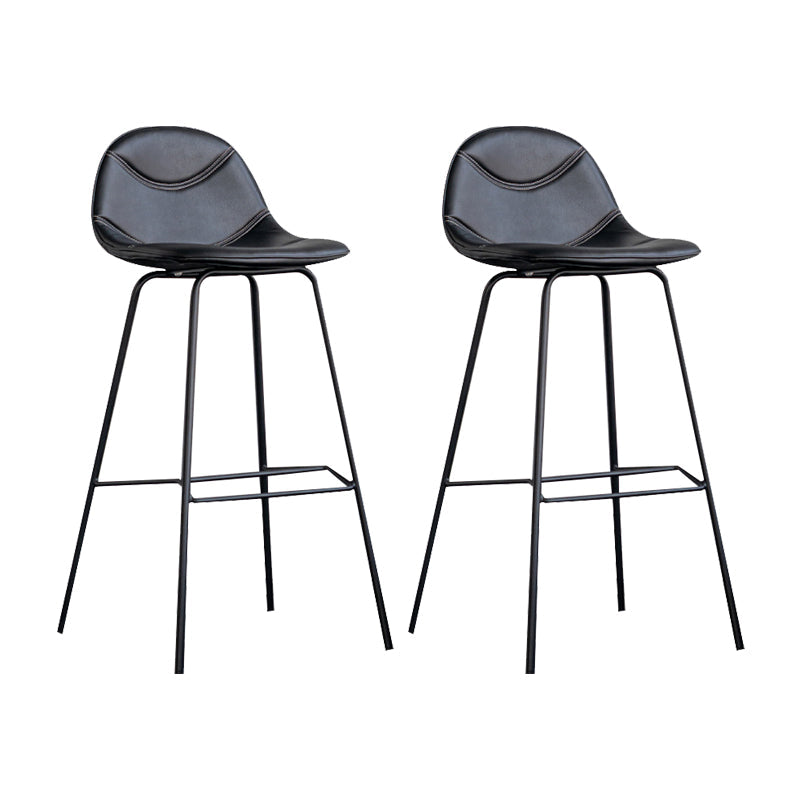 Scandinavian Style Metal Barstool Faux Leather Counter Stool with 4 Legs Black 2 Piece Set Clearhalo 'Bar Furniture' 'Bar Stools' 'bar_stools' 'furn' 'furn_bar_stools' 'Furniture' 'Kitchen & Dining Furniture' 5847397