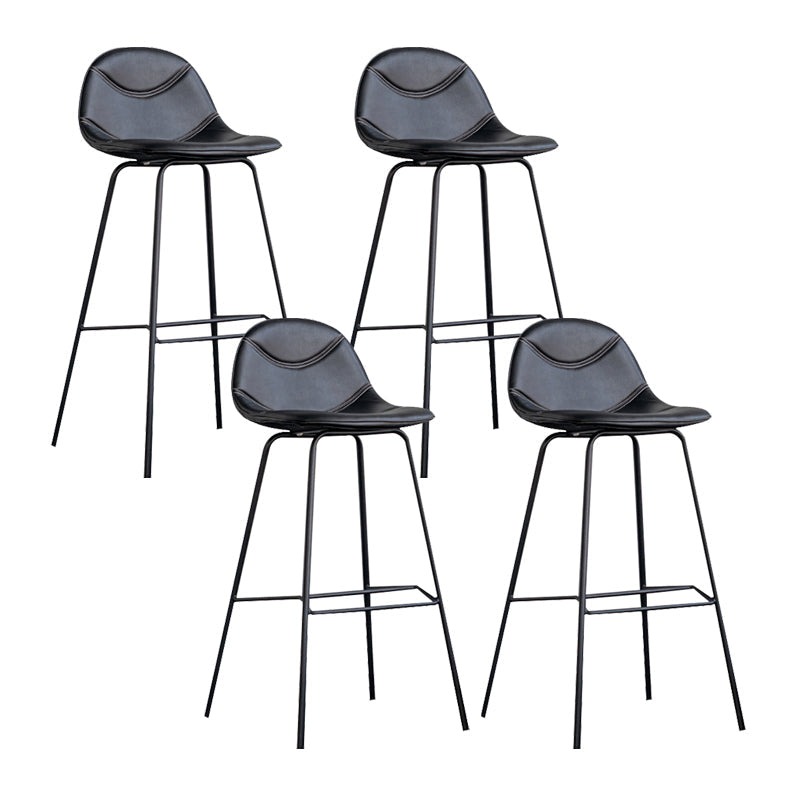 Scandinavian Style Metal Barstool Faux Leather Counter Stool with 4 Legs Black 4 Piece Set Clearhalo 'Bar Furniture' 'Bar Stools' 'bar_stools' 'furn' 'furn_bar_stools' 'Furniture' 'Kitchen & Dining Furniture' 5847398
