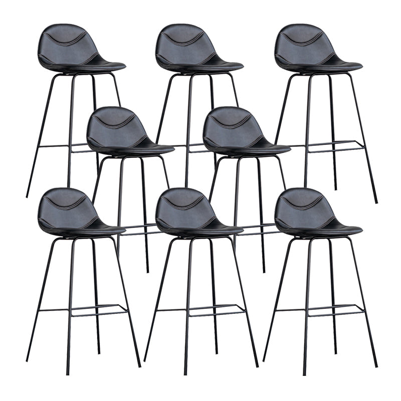 Scandinavian Style Metal Barstool Faux Leather Counter Stool with 4 Legs Black 8 Piece Set Clearhalo 'Bar Furniture' 'Bar Stools' 'bar_stools' 'furn' 'furn_bar_stools' 'Furniture' 'Kitchen & Dining Furniture' 5847403