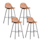Scandinavian Style Metal Barstool Faux Leather Counter Stool with 4 Legs Brown 4 Piece Set Clearhalo 'Bar Furniture' 'Bar Stools' 'bar_stools' 'furn' 'furn_bar_stools' 'Furniture' 'Kitchen & Dining Furniture' 5847406