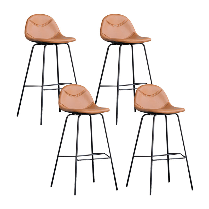 Scandinavian Style Metal Barstool Faux Leather Counter Stool with 4 Legs Brown 4 Piece Set Clearhalo 'Bar Furniture' 'Bar Stools' 'bar_stools' 'furn' 'furn_bar_stools' 'Furniture' 'Kitchen & Dining Furniture' 5847406