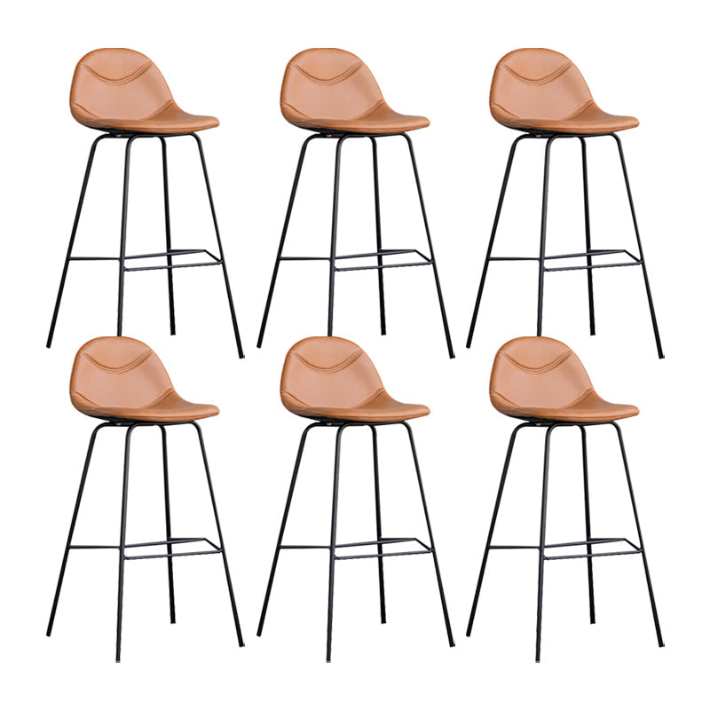 Scandinavian Style Metal Barstool Faux Leather Counter Stool with 4 Legs Brown 6 Piece Set Clearhalo 'Bar Furniture' 'Bar Stools' 'bar_stools' 'furn' 'furn_bar_stools' 'Furniture' 'Kitchen & Dining Furniture' 5847407