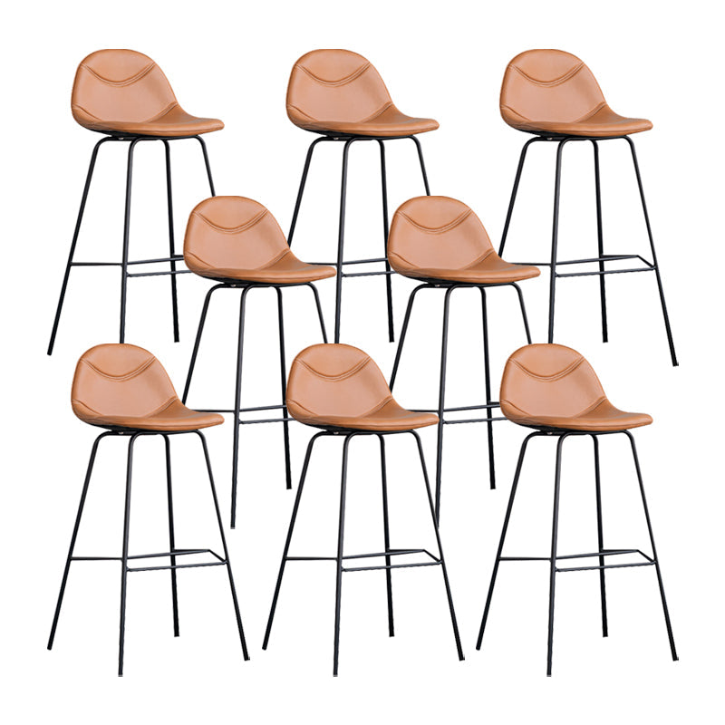 Scandinavian Style Metal Barstool Faux Leather Counter Stool with 4 Legs Brown 8 Piece Set Clearhalo 'Bar Furniture' 'Bar Stools' 'bar_stools' 'furn' 'furn_bar_stools' 'Furniture' 'Kitchen & Dining Furniture' 5847408