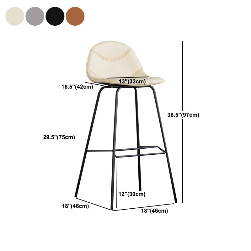 Scandinavian Style Metal Barstool Faux Leather Counter Stool with 4 Legs Clearhalo 'Bar Furniture' 'Bar Stools' 'bar_stools' 'furn' 'furn_bar_stools' 'Furniture' 'Kitchen & Dining Furniture' 5847410