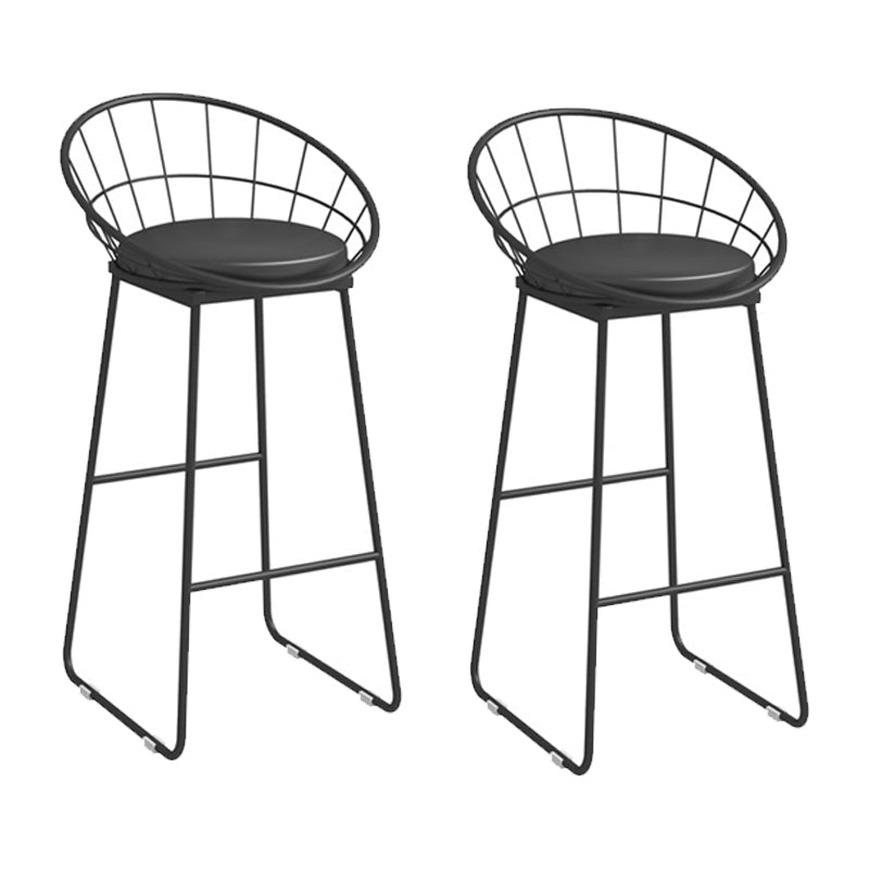 Scandinavian Metal Barstool Fabric Upholstered Counter Stool in Matte Finish Indoor