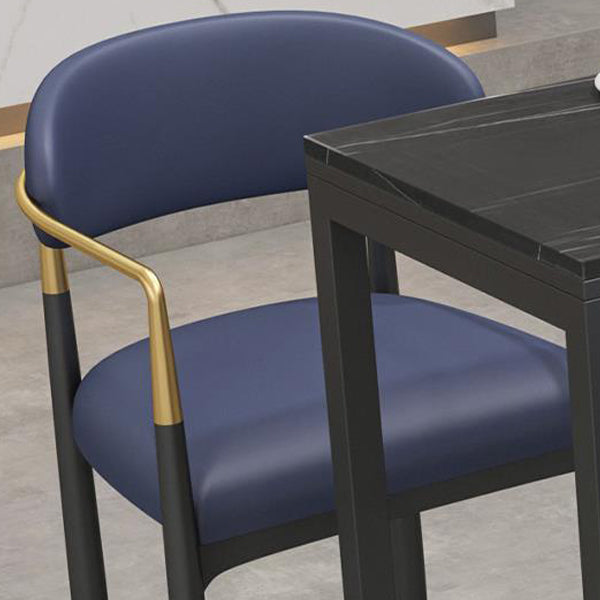 Scandinavian Metal Barstool Fabric Upholstered Counter Stool in Matte Finish Indoor