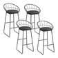 Scandinavian Metal Barstool Fabric Upholstered Counter Stool in Matte Finish Indoor