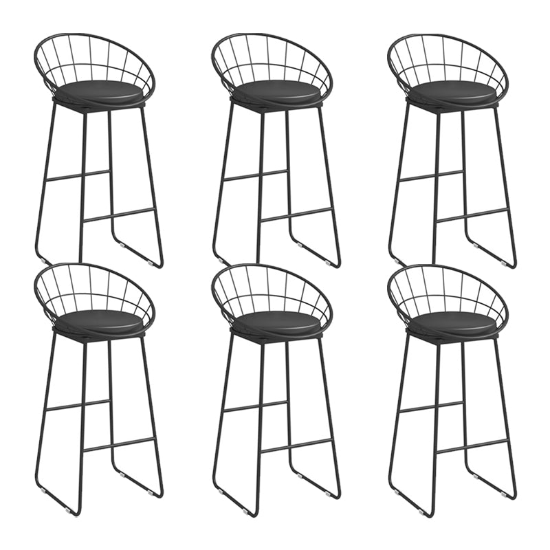 Scandinavian Metal Barstool Fabric Upholstered Counter Stool in Matte Finish Indoor