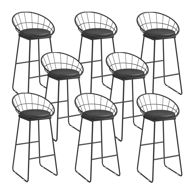 Scandinavian Metal Barstool Fabric Upholstered Counter Stool in Matte Finish Indoor