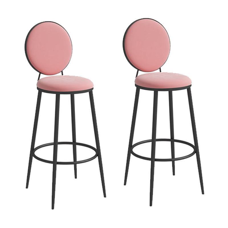 Scandinavian Metal Barstool Fabric Upholstered Counter Stool in Matte Finish Indoor