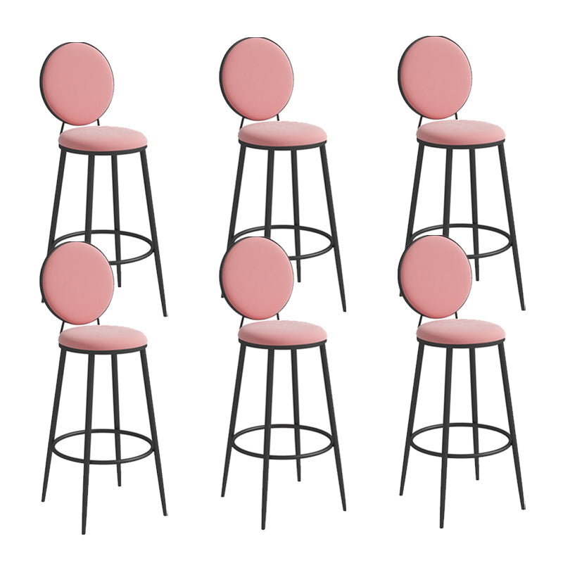 Scandinavian Metal Barstool Fabric Upholstered Counter Stool in Matte Finish Indoor