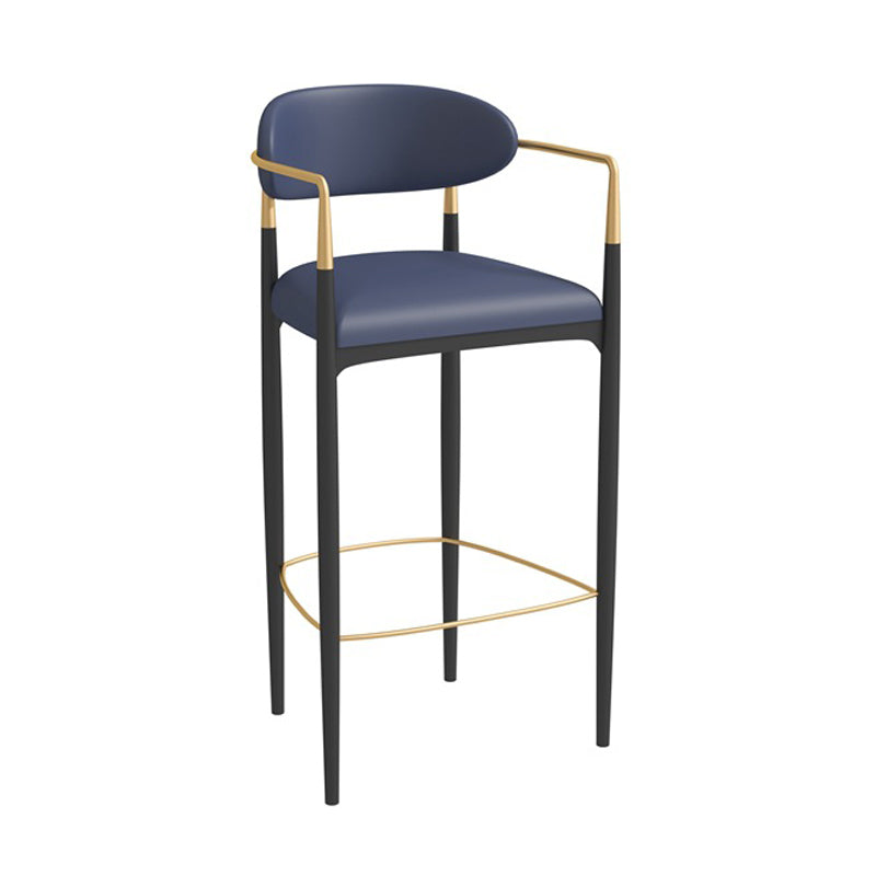 Scandinavian Metal Barstool Fabric Upholstered Counter Stool in Matte Finish Indoor