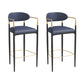 Scandinavian Metal Barstool Fabric Upholstered Counter Stool in Matte Finish Indoor