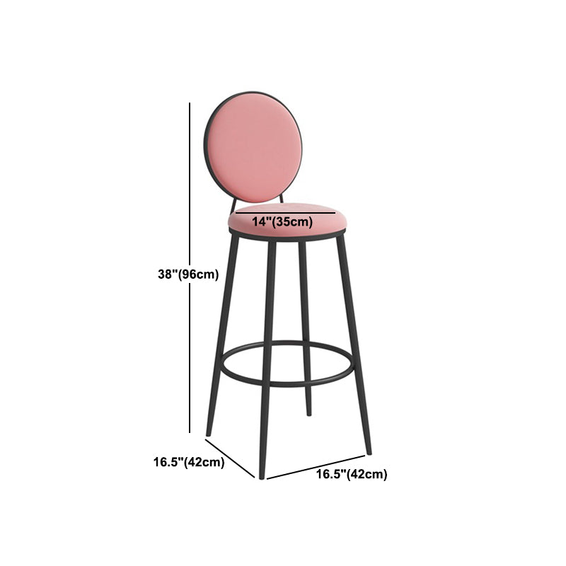 Scandinavian Metal Barstool Fabric Upholstered Counter Stool in Matte Finish Indoor