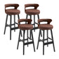 Scandinavian Wood Round Seat Stool Faux Leather Low Back Upholstered Counter Stool Coffee Black 4 Piece Set Clearhalo 'Bar Furniture' 'Bar Stools' 'bar_stools' 'furn' 'furn_bar_stools' 'Furniture' 'Kitchen & Dining Furniture' 5847555