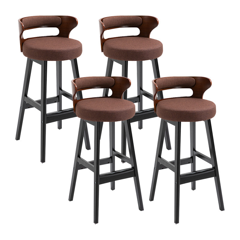Scandinavian Wood Round Seat Stool Faux Leather Low Back Upholstered Counter Stool Coffee Black 4 Piece Set Clearhalo 'Bar Furniture' 'Bar Stools' 'bar_stools' 'furn' 'furn_bar_stools' 'Furniture' 'Kitchen & Dining Furniture' 5847555