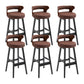 Scandinavian Wood Round Seat Stool Faux Leather Low Back Upholstered Counter Stool Coffee Black 6 Piece Set Clearhalo 'Bar Furniture' 'Bar Stools' 'bar_stools' 'furn' 'furn_bar_stools' 'Furniture' 'Kitchen & Dining Furniture' 5847556