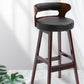 Scandinavian Wood Round Seat Stool Faux Leather Low Back Upholstered Counter Stool Clearhalo 'Bar Furniture' 'Bar Stools' 'bar_stools' 'furn' 'furn_bar_stools' 'Furniture' 'Kitchen & Dining Furniture' 5847557