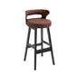 Scandinavian Wood Round Seat Stool Faux Leather Low Back Upholstered Counter Stool Clearhalo 'Bar Furniture' 'Bar Stools' 'bar_stools' 'furn' 'furn_bar_stools' 'Furniture' 'Kitchen & Dining Furniture' 5847558
