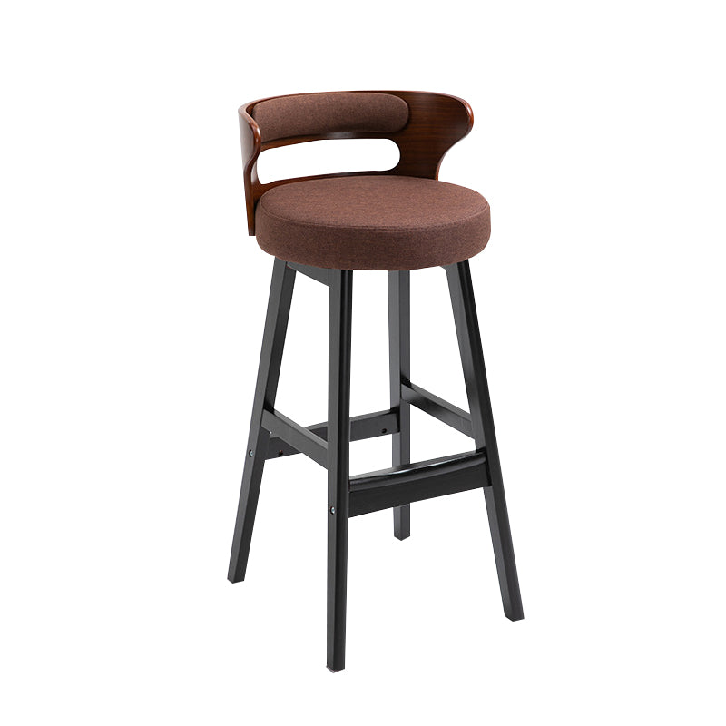 Scandinavian Wood Round Seat Stool Faux Leather Low Back Upholstered Counter Stool Clearhalo 'Bar Furniture' 'Bar Stools' 'bar_stools' 'furn' 'furn_bar_stools' 'Furniture' 'Kitchen & Dining Furniture' 5847558