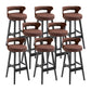 Scandinavian Wood Round Seat Stool Faux Leather Low Back Upholstered Counter Stool Coffee Black 8 Piece Set Clearhalo 'Bar Furniture' 'Bar Stools' 'bar_stools' 'furn' 'furn_bar_stools' 'Furniture' 'Kitchen & Dining Furniture' 5847559