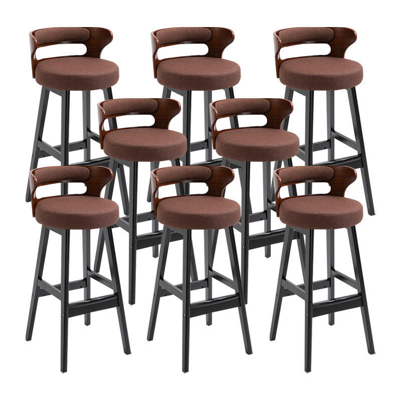 Scandinavian Wood Round Seat Stool Faux Leather Low Back Upholstered Counter Stool Coffee Black 8 Piece Set Clearhalo 'Bar Furniture' 'Bar Stools' 'bar_stools' 'furn' 'furn_bar_stools' 'Furniture' 'Kitchen & Dining Furniture' 5847559