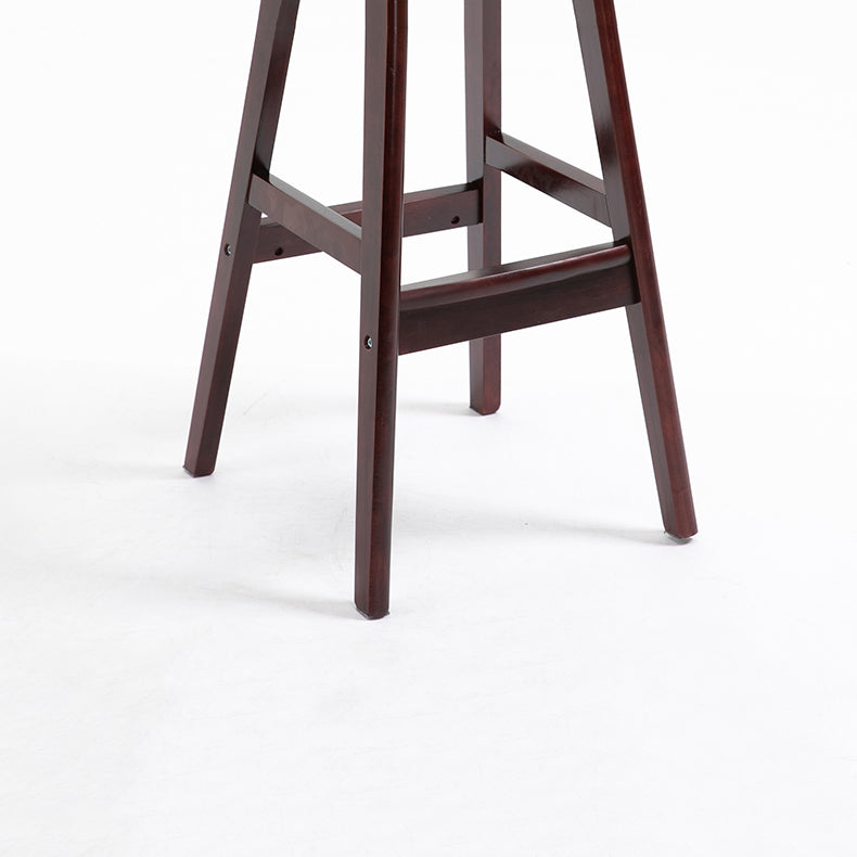 Scandinavian Wood Round Seat Stool Faux Leather Low Back Upholstered Counter Stool Clearhalo 'Bar Furniture' 'Bar Stools' 'bar_stools' 'furn' 'furn_bar_stools' 'Furniture' 'Kitchen & Dining Furniture' 5847560