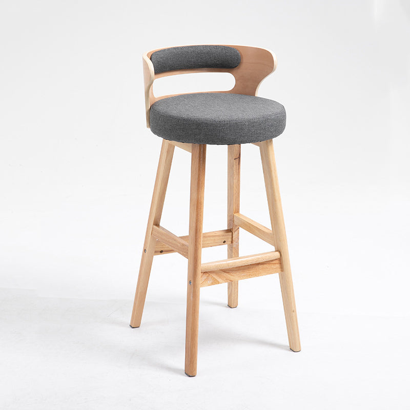 Scandinavian Wood Round Seat Stool Faux Leather Low Back Upholstered Counter Stool Grey Natural 1 Piece Clearhalo 'Bar Furniture' 'Bar Stools' 'bar_stools' 'furn' 'furn_bar_stools' 'Furniture' 'Kitchen & Dining Furniture' 5847561