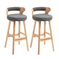 Scandinavian Wood Round Seat Stool Faux Leather Low Back Upholstered Counter Stool Grey Natural 2 Piece Set Clearhalo 'Bar Furniture' 'Bar Stools' 'bar_stools' 'furn' 'furn_bar_stools' 'Furniture' 'Kitchen & Dining Furniture' 5847563
