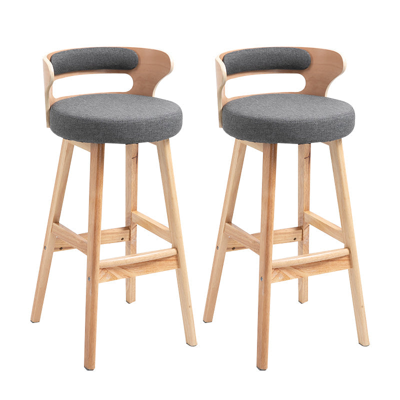 Scandinavian Wood Round Seat Stool Faux Leather Low Back Upholstered Counter Stool Grey Natural 2 Piece Set Clearhalo 'Bar Furniture' 'Bar Stools' 'bar_stools' 'furn' 'furn_bar_stools' 'Furniture' 'Kitchen & Dining Furniture' 5847563