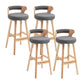 Scandinavian Wood Round Seat Stool Faux Leather Low Back Upholstered Counter Stool Grey Natural 4 Piece Set Clearhalo 'Bar Furniture' 'Bar Stools' 'bar_stools' 'furn' 'furn_bar_stools' 'Furniture' 'Kitchen & Dining Furniture' 5847564