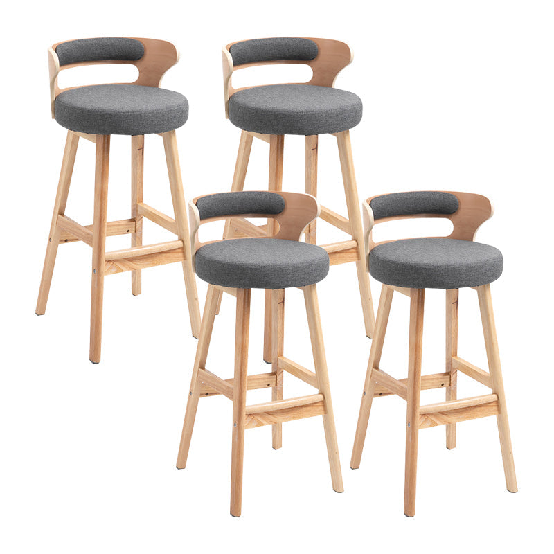 Scandinavian Wood Round Seat Stool Faux Leather Low Back Upholstered Counter Stool Grey Natural 4 Piece Set Clearhalo 'Bar Furniture' 'Bar Stools' 'bar_stools' 'furn' 'furn_bar_stools' 'Furniture' 'Kitchen & Dining Furniture' 5847564