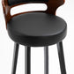 Scandinavian Wood Round Seat Stool Faux Leather Low Back Upholstered Counter Stool Clearhalo 'Bar Furniture' 'Bar Stools' 'bar_stools' 'furn' 'furn_bar_stools' 'Furniture' 'Kitchen & Dining Furniture' 5847565