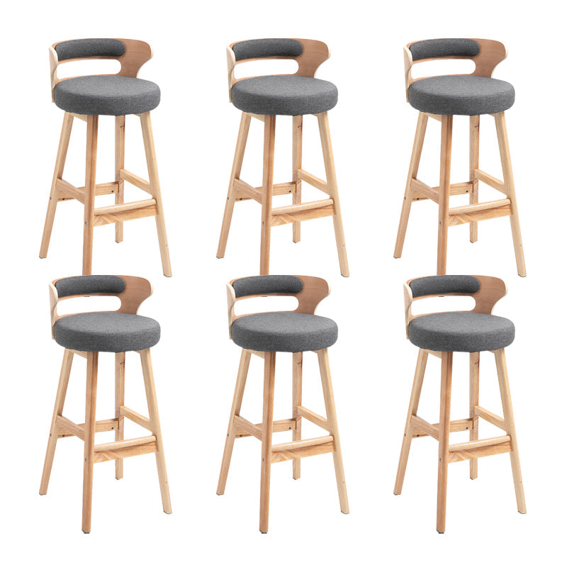 Scandinavian Wood Round Seat Stool Faux Leather Low Back Upholstered Counter Stool Grey Natural 6 Piece Set Clearhalo 'Bar Furniture' 'Bar Stools' 'bar_stools' 'furn' 'furn_bar_stools' 'Furniture' 'Kitchen & Dining Furniture' 5847567