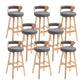 Scandinavian Wood Round Seat Stool Faux Leather Low Back Upholstered Counter Stool Grey Natural 8 Piece Set Clearhalo 'Bar Furniture' 'Bar Stools' 'bar_stools' 'furn' 'furn_bar_stools' 'Furniture' 'Kitchen & Dining Furniture' 5847568