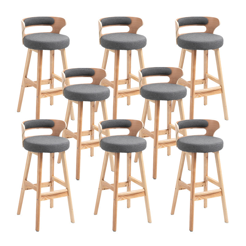 Scandinavian Wood Round Seat Stool Faux Leather Low Back Upholstered Counter Stool Grey Natural 8 Piece Set Clearhalo 'Bar Furniture' 'Bar Stools' 'bar_stools' 'furn' 'furn_bar_stools' 'Furniture' 'Kitchen & Dining Furniture' 5847568
