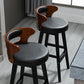 Scandinavian Wood Round Seat Stool Faux Leather Low Back Upholstered Counter Stool Clearhalo 'Bar Furniture' 'Bar Stools' 'bar_stools' 'furn' 'furn_bar_stools' 'Furniture' 'Kitchen & Dining Furniture' 5847569