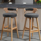 Scandinavian Wood Round Seat Stool Faux Leather Low Back Upholstered Counter Stool Clearhalo 'Bar Furniture' 'Bar Stools' 'bar_stools' 'furn' 'furn_bar_stools' 'Furniture' 'Kitchen & Dining Furniture' 5847570